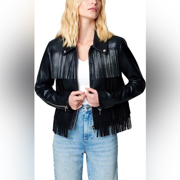 BLANKNYC Womens Luxury Clothing Vegan Leather Moto Jacket - Picture 1 of 3